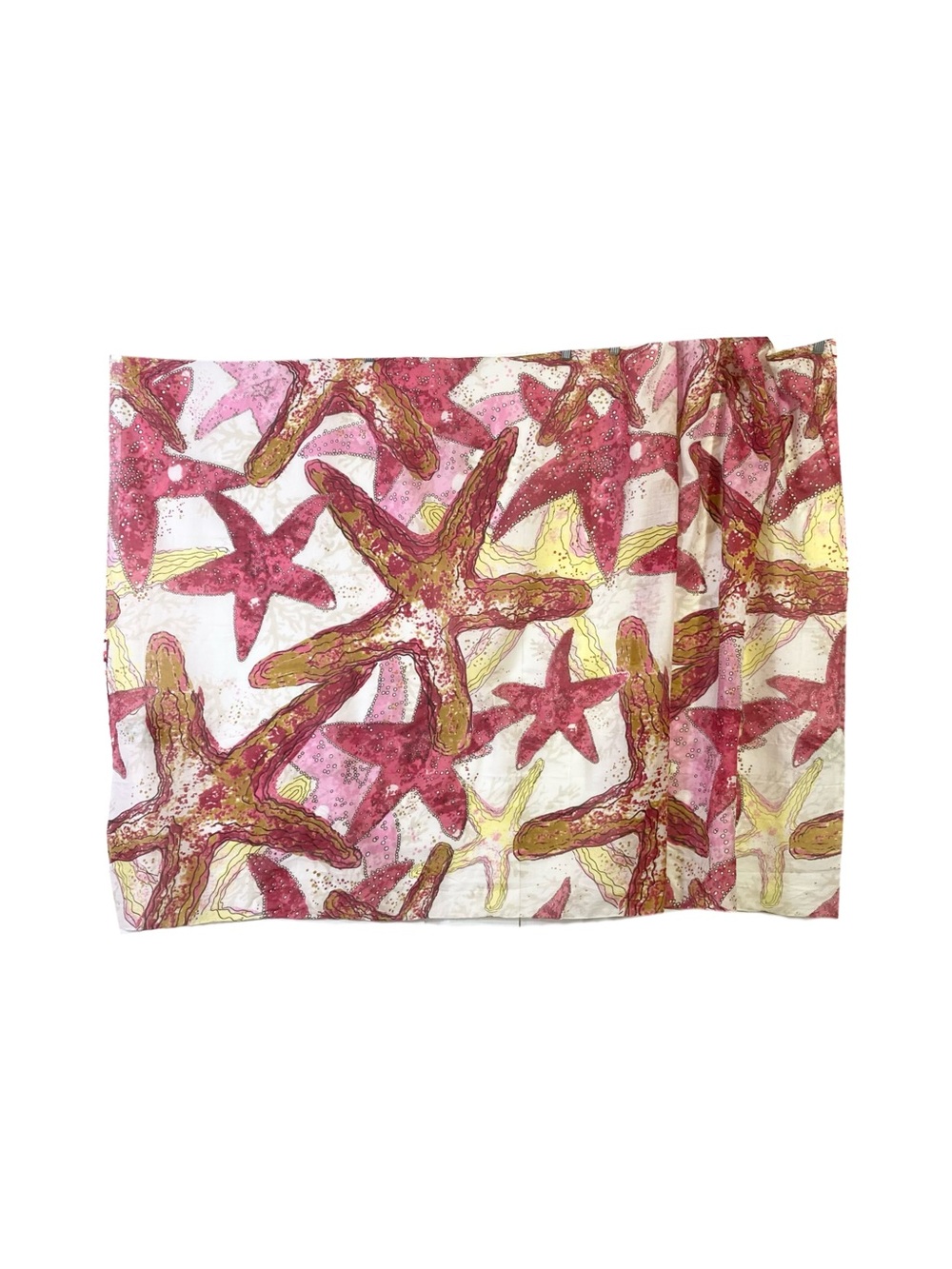 NWT PARADISE USA Sarong 42”x72” Starfish Multicolor Pink Print Tassel Trim